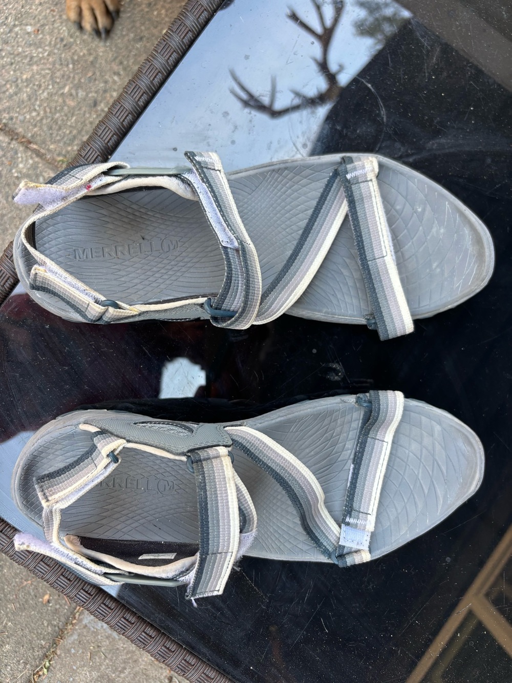Merrell Women’s Gray and White Strapped Sandals